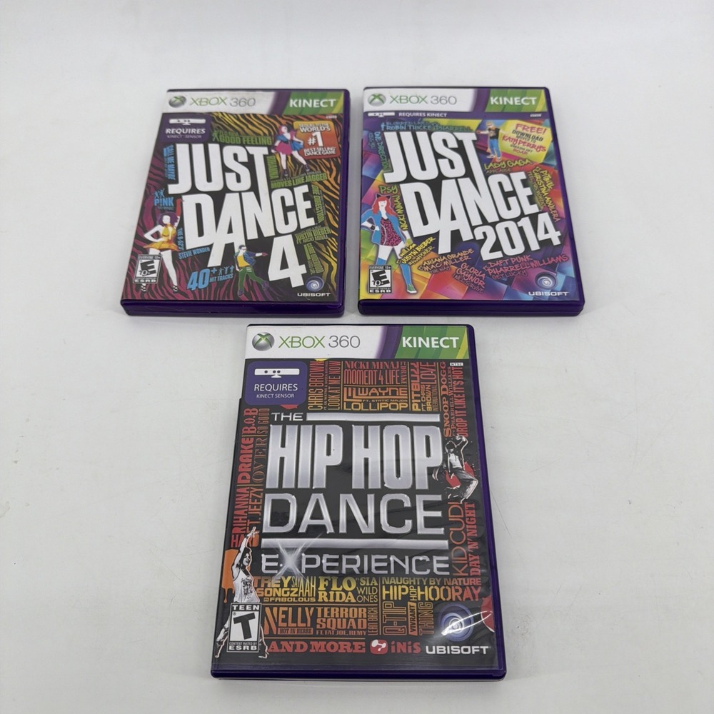 Xbox 360 Kinect Dance Central Just Dance 4 2014 Hip Hop Dance Lot Of 3